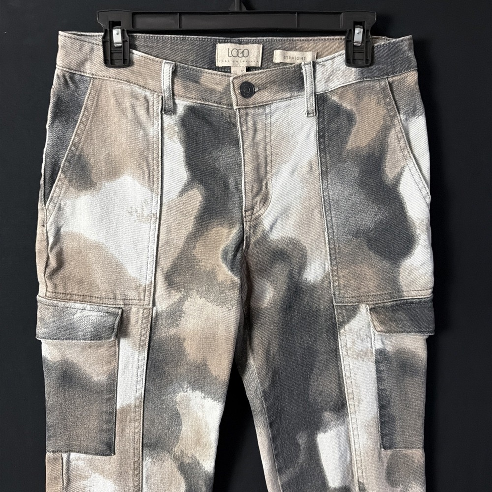 LOGO by Lori Goldstein Straight Leg Cargo Jeans Grey Combo Petite 4 A630407 - Picture 2 of 9